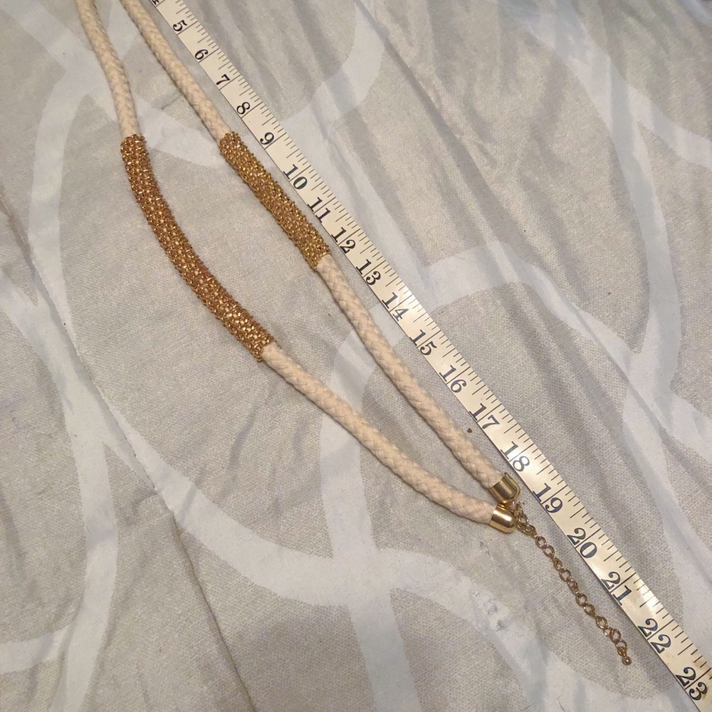 Double Loop Gold Studded Rope Necklace - Picture 2 of 3